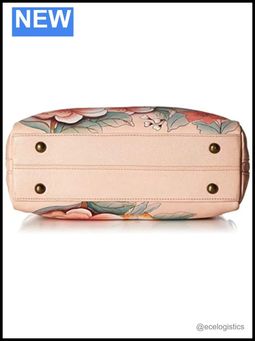 Genuine Leather Hand Painted Satchel Crossbody Bag with Zipper Closure